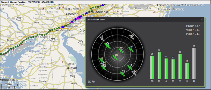 rMetrix GPS Data Window